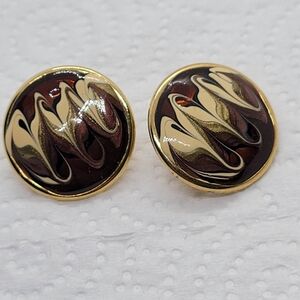 Vintage large marbled earrings
